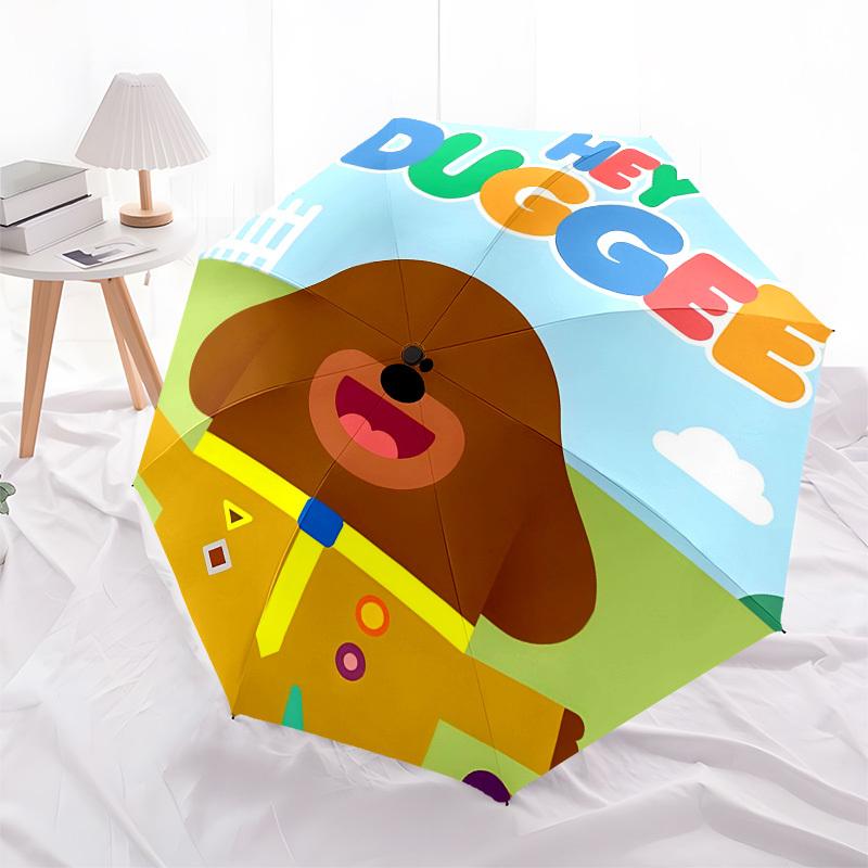 Hey Duggee, Children's Show Automatic Opening and Closing, 8 rib Structure Portable Umbrella, Suitable for Men and Women in All Seasons Per