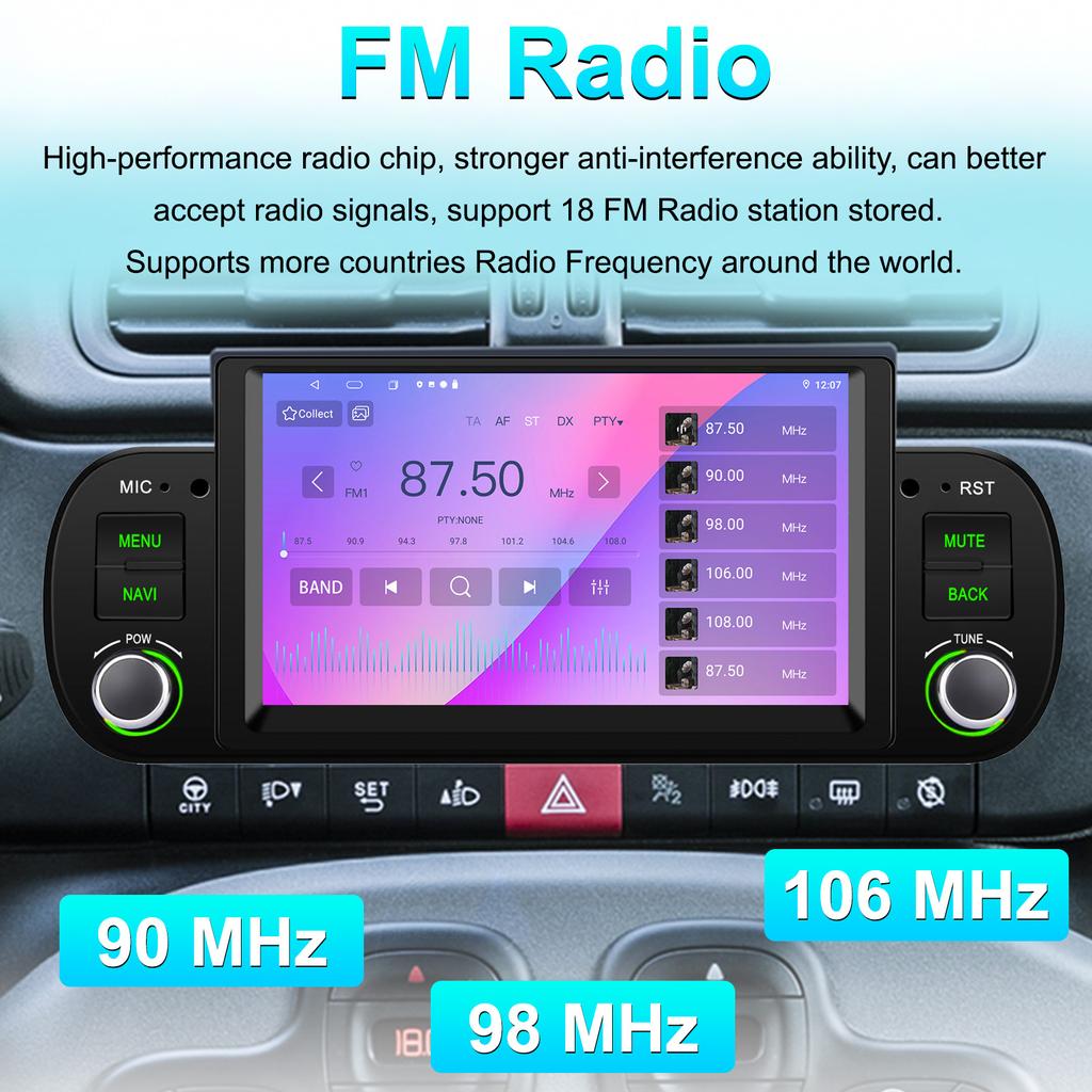 Автомобильное радио мультимедиа для Fiat Panda 2013-2020 Android Видео Стерео Android Auto Carplay GPS НЕТ 1 din DVD 7" Головное устройство