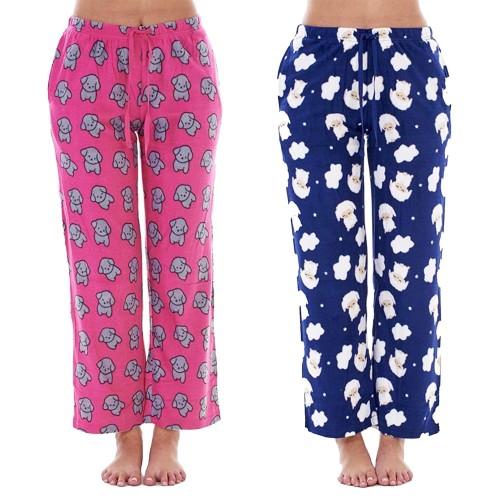 Keanu Женские/Дамские Флисовые Брюки для Дома из Овечьей Шерсти и с Принтом Щенков (Упаковка из 2 шт.)