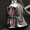 Cross Bell Pendant Men Stainless Steel Exquisite Motorcycle Biker Bell Pendant Accessory for Travel