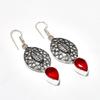 Mozambique Garnet Gemstone Handmade 925 Silver Plated Jewelry Earring 2.08"