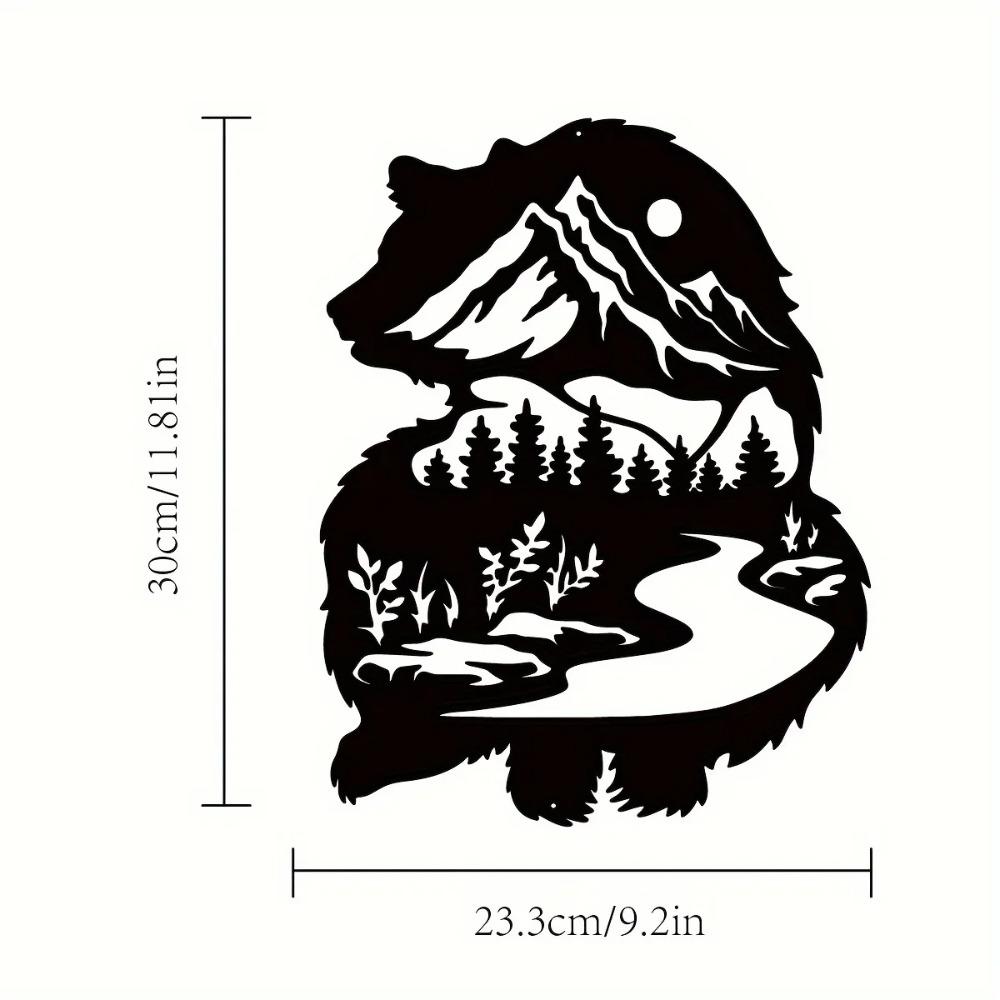 1 шт. Металлический знак «Медведь», идеальный для использования на открытом воздухе, дизайн «Медвежий лес», вдохновленный природой, настенное искусство, идеальный подарок для любителей дикой природы, стильный