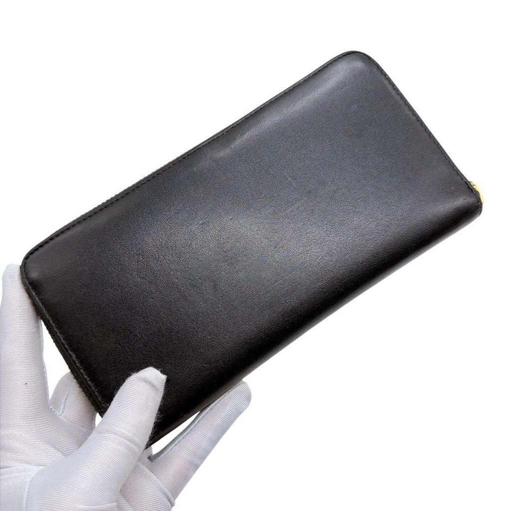 Used Celine Triomphe Large Zipped Wallet Round Zip Long Wallet Black