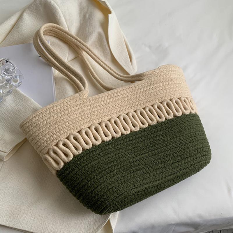 Наборы для вязания, пляжная сумка цвета хаки, большая вместительная соломенная сумка ручной работы, весенне-летняя праздничная сумка для отдыха, женская сумка, сумка для покупок