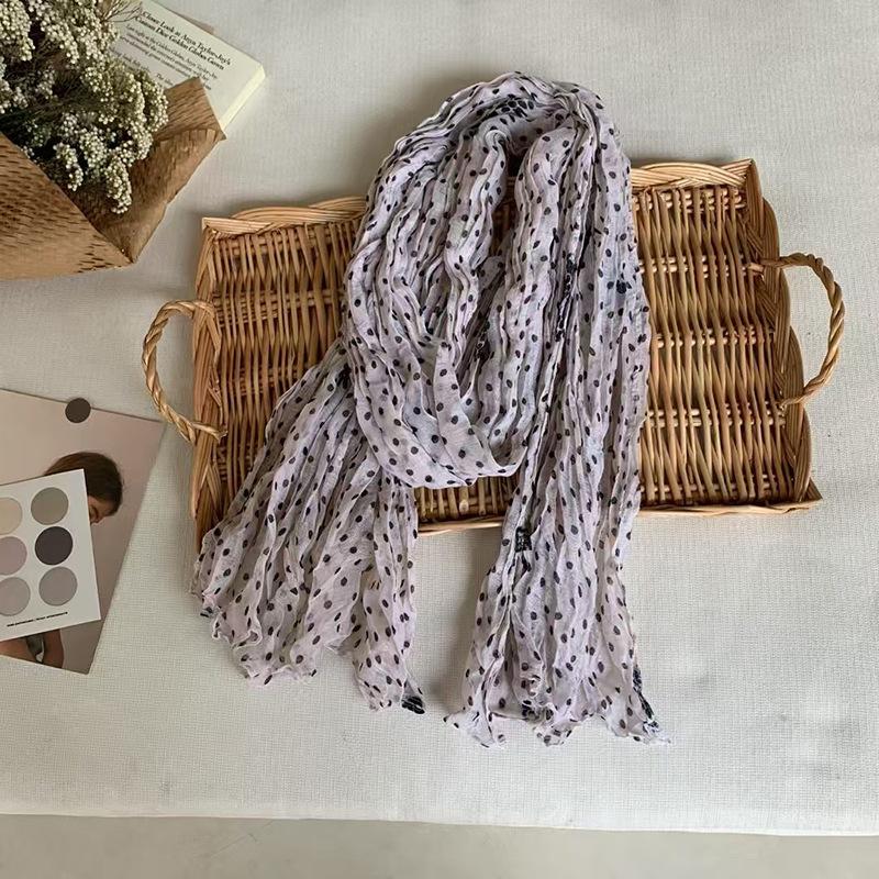 Винтажный хлопково-льняной шарф для женщин осенне-зимний с принтом тонкий плиссированный шарф шелковый шарф