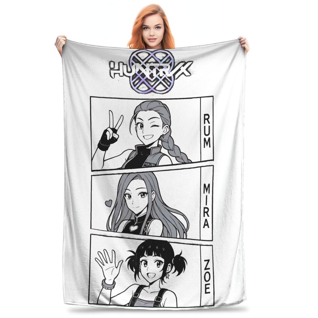 Kpop Demon Hunters Zoey Huntrix Blankets Coral Fleece Plush Super Soft Throw Blanket for Bedding Couch Bedroom Quilt