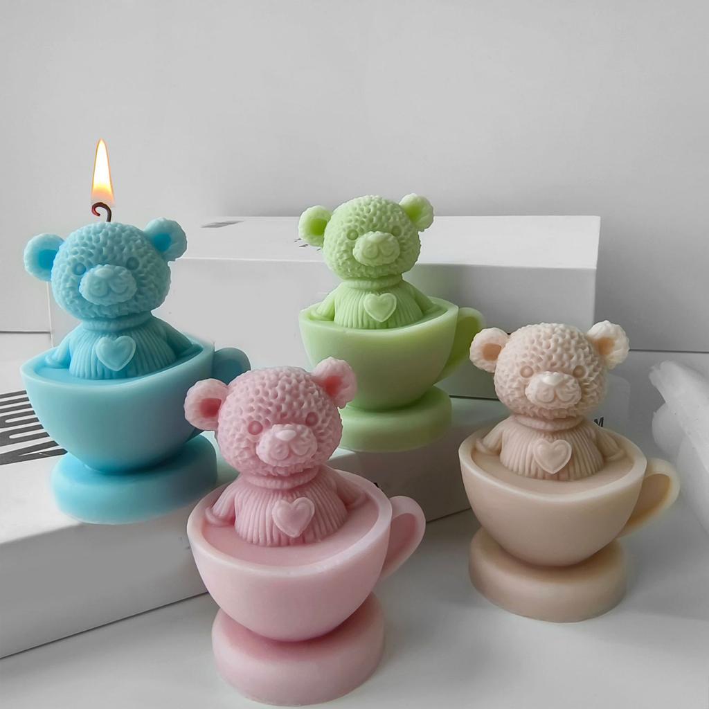 Силиконовая форма для свечей в форме медведя, художественная силиконовая форма для свечей в форме медведя для уникальных самодельных свечей