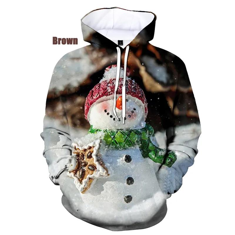 Autumn Winter Christmas Snowman Christmas Deer 3D Printed Hoodie Unisex Personality Casual Sport Hooded Children's Clothing Tops
