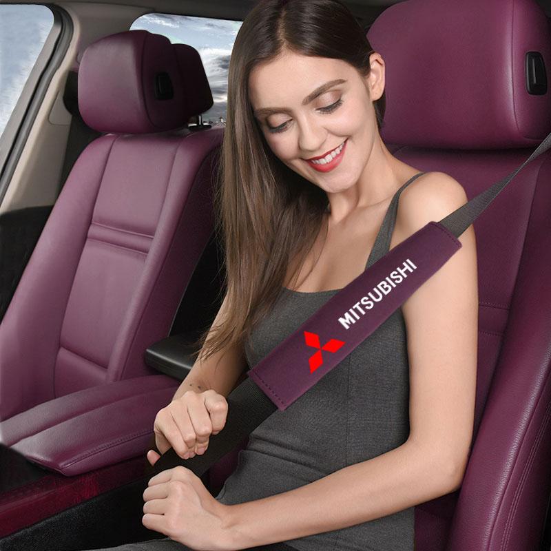 Car Safety Belt Shoulder Pad Safety Strap Cotton Flannel Cover for Mitsubishi Lancer ASX Outlander Pajero Evolution Accessories