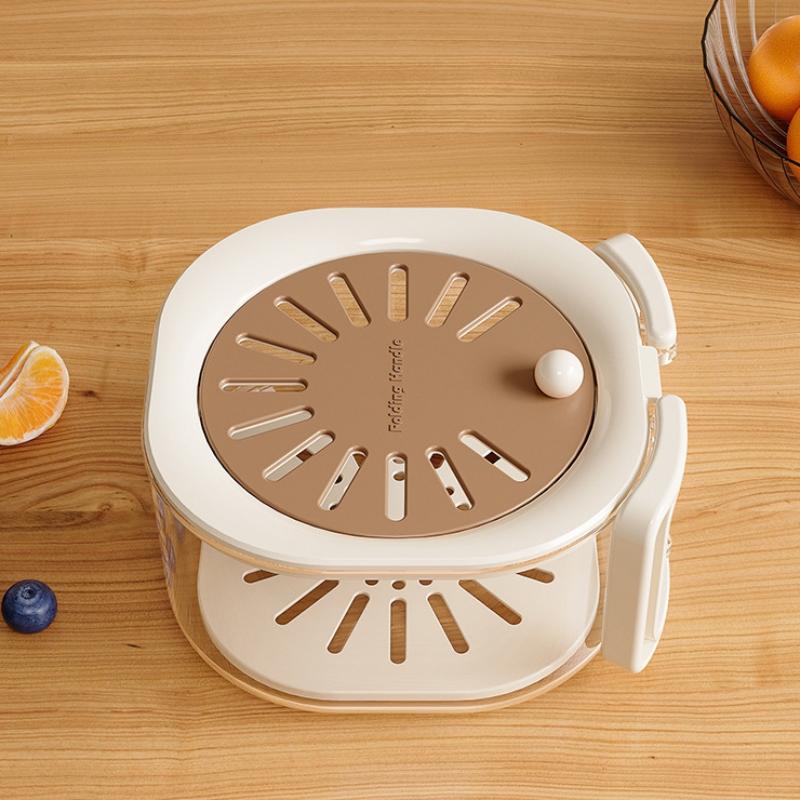 Большая корзина для слива воды Милая корзина для фруктов Телескопический фильтр для воды 2-в-1 Утолщенная корзина для мытья и сушки овощей с крышкой