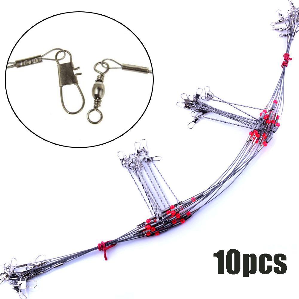 Steel String Rolling Swivels Safety Snaps Leader Trace With Snap Rope Wire Fishing Wire Line