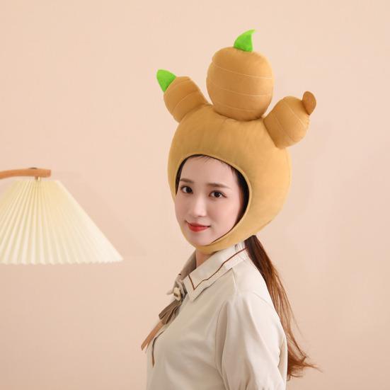 Мультяшный головной убор для праздника, мягкая плюшевая шляпа рыжего цвета, милый головной убор, реквизит для косплея, аксессуары для костюмов на Хэллоуин
