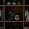 Cute Halloween Crafts Black Cat Pumpkin Candlestick, 3D Printed Witch Candle Hollow Light Holder with Tealight Cup, Spooky Tabletop Decor for