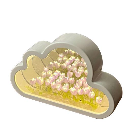 Тюльпан облако зеркало ночник на батарейках DIY ручной работы 20 цветов зеркало облако атмосферный светильник прикроватная декоративная светодиодная настольная лампа набор для творчества