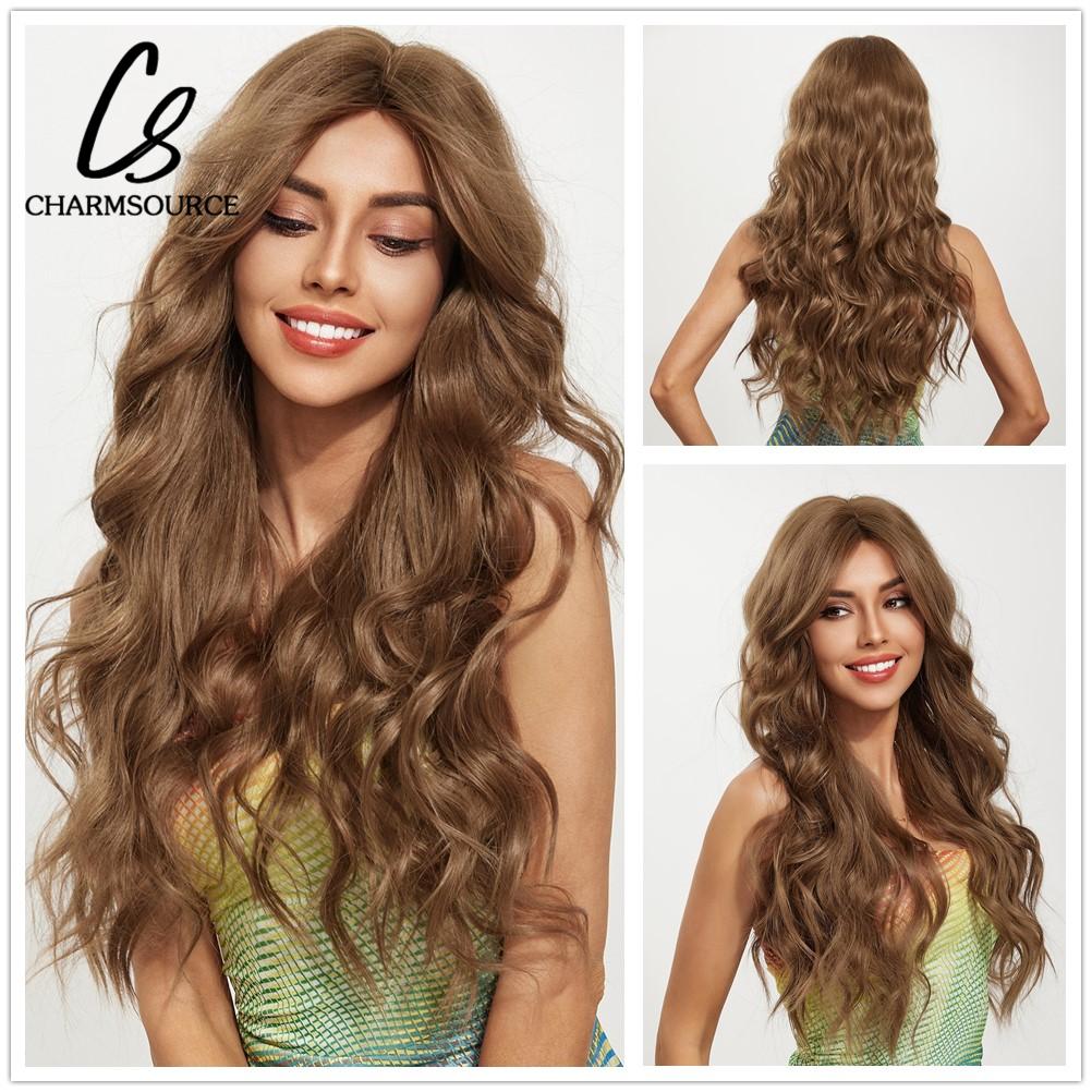 ALAN EATON Длинный волнистый парик Светло-русый с длинной челкой Синтетические парики для женщин Косплей Одежда для вечеринок Жаростойкие