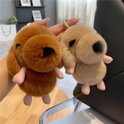 Милая собака мех кролика брелки мультфильм щенок плюшевая игрушка кулон дети школьная сумка подвесные украшения женский автомобиль брелок безделушки подарок