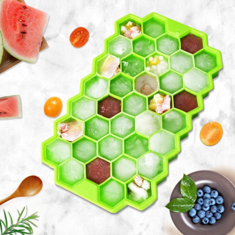 Silicone Honeycomb Movable 37 Ice Tray with removable lid silicone ice cube mold BPA-free 6