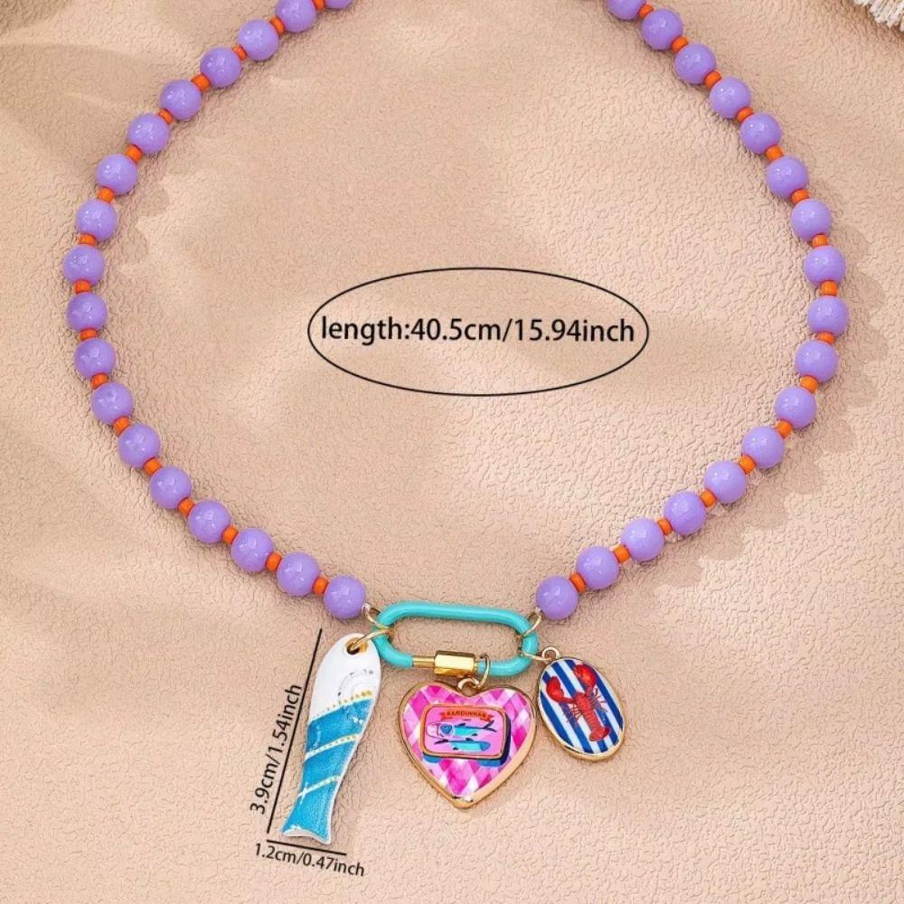 Ornaments Bohemian Resin Beaded Necklace Sea Series Beach Beaded Necklace Holiday