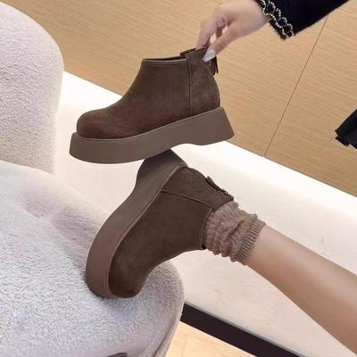 Флисовые утепленные короткие ботинки женские туфли на платформе-маффин зимние новые ботинки Мартина зимние ботинки хлопковые туфли