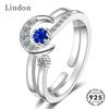 Lindon 2 In 1 Rings Fashion Jewellery Star Moon Shape Sapphire Zircon Open Ring for Women Wedding Gifts