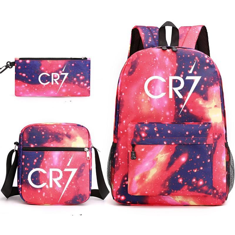 CR7C Kids School Backpack Set With Printed Design - Oxford Fabric Dual-Shoulder Bag Shoulder Pencil Case Grades 5-6