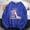 Fashion Paris Print Y2k Womens Hoodies 90s Long Sleeve Warm Fleece Sweatshirt Soft O-Neck Pullover Casual Female Clothes