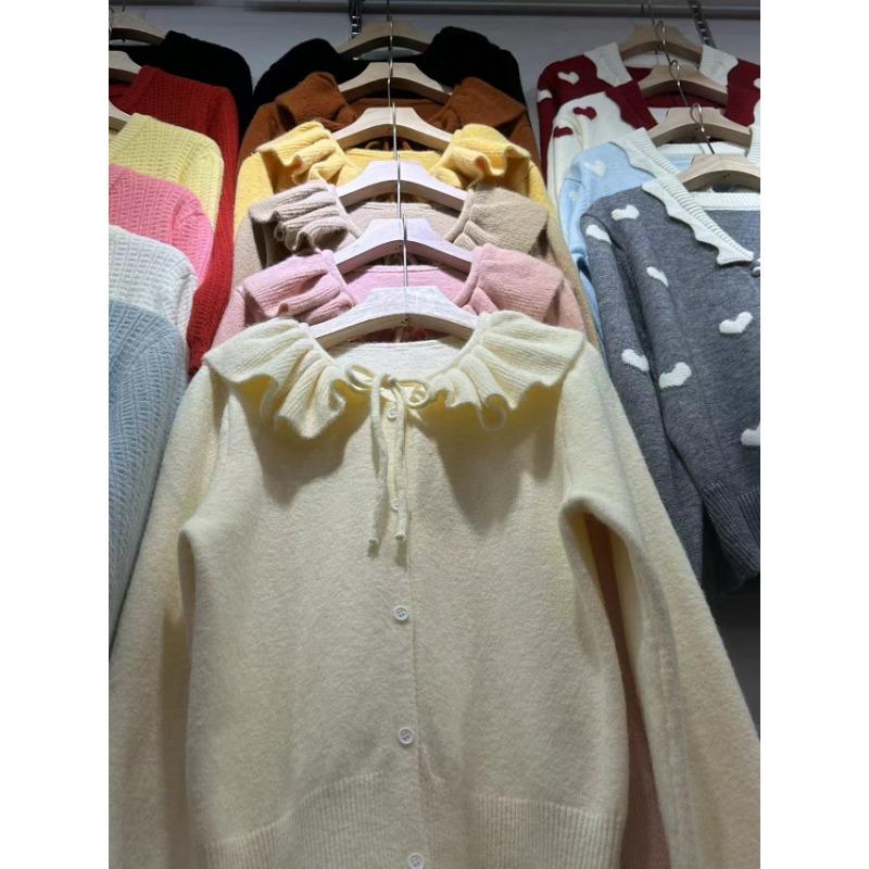 Женский осенне-зимний однотонный вязаный кардиган с завязкой на шее