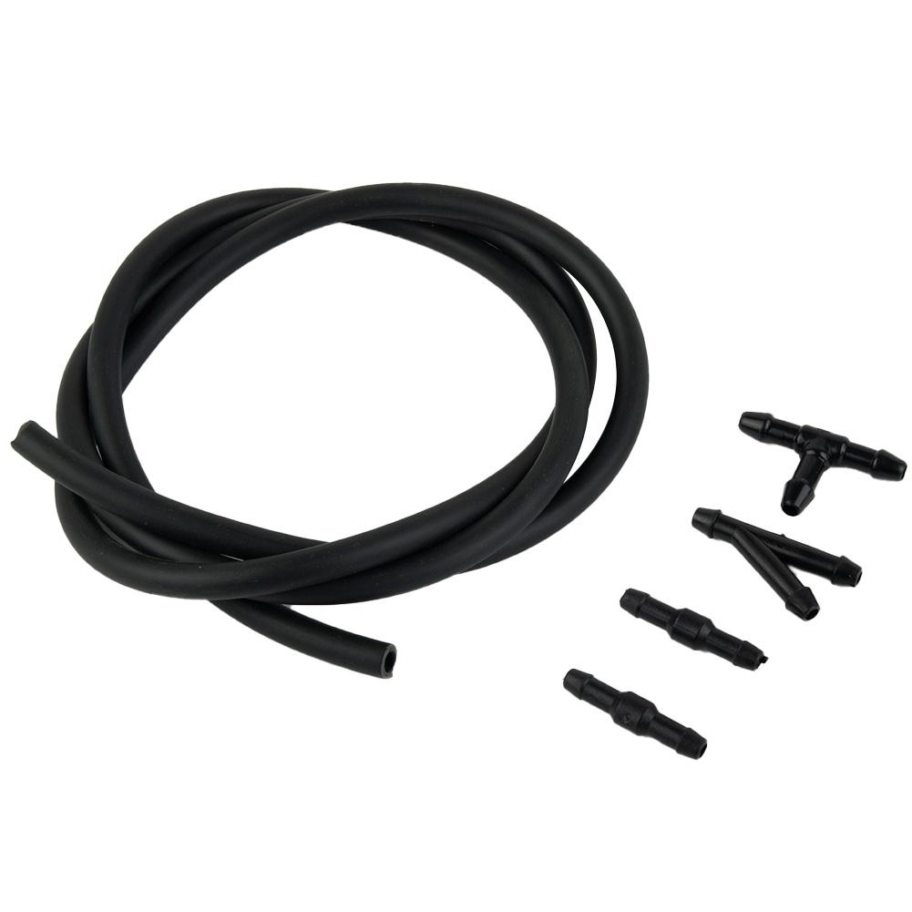 Kits Hose Washer Jet Windshield 100cm Black Car For Nozzle Pump Hose Connectors Rubber&Plastic T-Type Tube Pipe