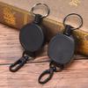 Badge Reel Pull Keychain Retractable Id Holder Security Card Clip Key Ring Black