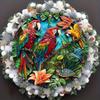 Tropical Parrot Circular Wooden Decor, Wooden Sign, Weather-Resistant HD Print Wall Art, Pet Bird Motif for Home and Dorm