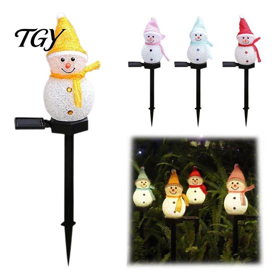 Durable Lawn Stakes for Winter 2Pcs Solar Snowman Garden Lights, Christmas Pathway Waterproof Decorative Figures LED Lamps with Yard Patio
