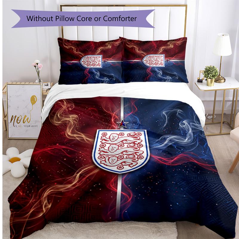 England Football Printed Bedding 3 Piece Set Cozy Breathable Bed Cover Set as Housewarming Holiday Gift