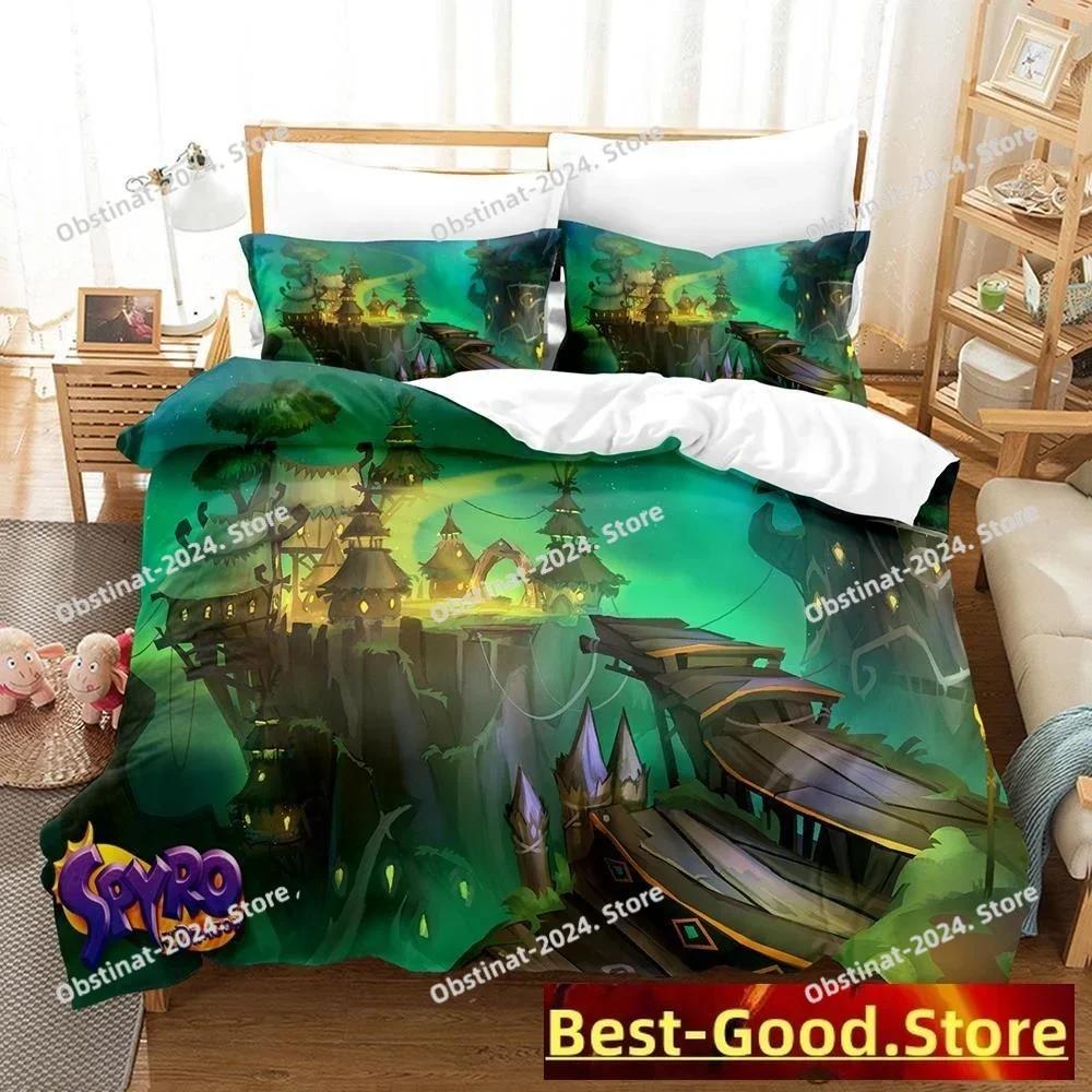 Новый набор постельного белья Spyro Reignited Trilogy с принтом, односпальный пододеяльник, одеяло, пододеяльник, наволочка, набор из 3 предметов, размеры для детей и взрослых
