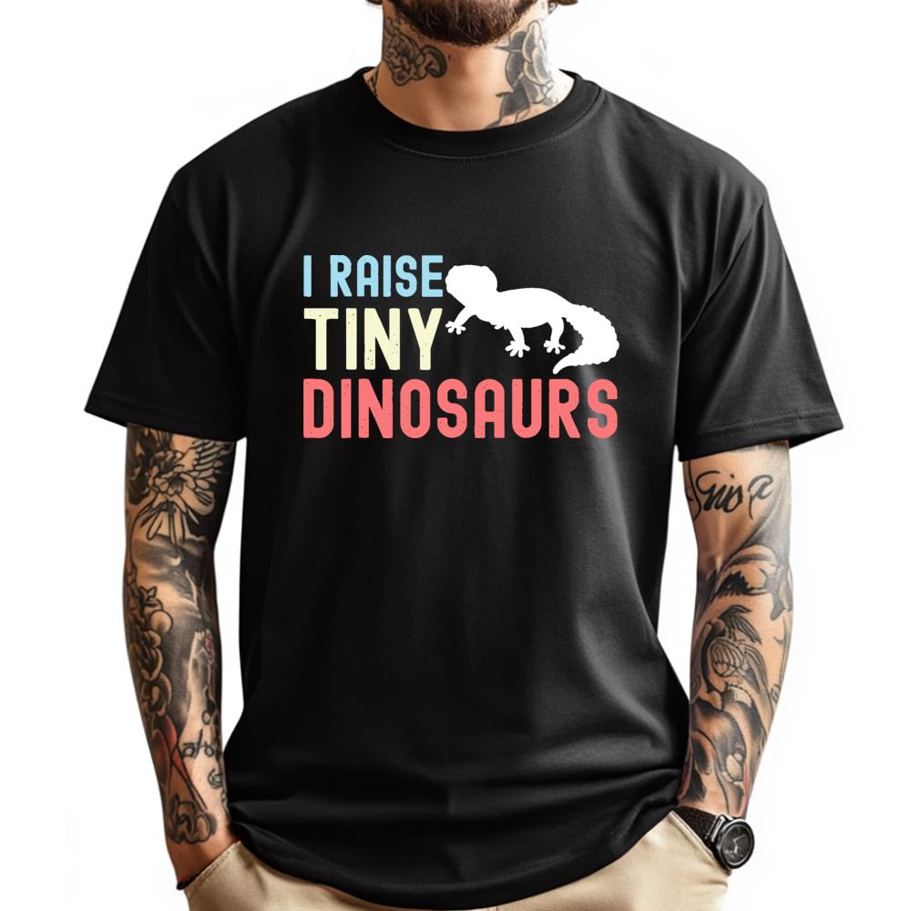 I Raise Tiny Dinosaurs Funny Leopard Gecko Mom Dad Reptile Green And White Graphic T Shirt SKINFRIENDLY Mens Shirt Hip Hop