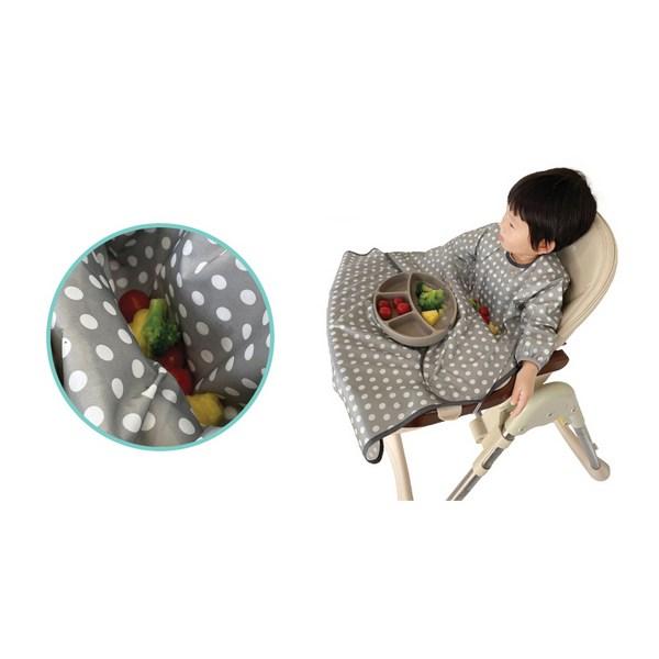 Нагрудник для детского питания Aiju, с длинными рукавами и полным покрытием, серый, 1 шт., 1 шт.