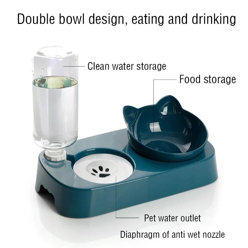 Приподнятые двойные миски для кошек и собак Миска для корма и воды с наклоном на 15° для кошек, маленьких собак и других мелких животных