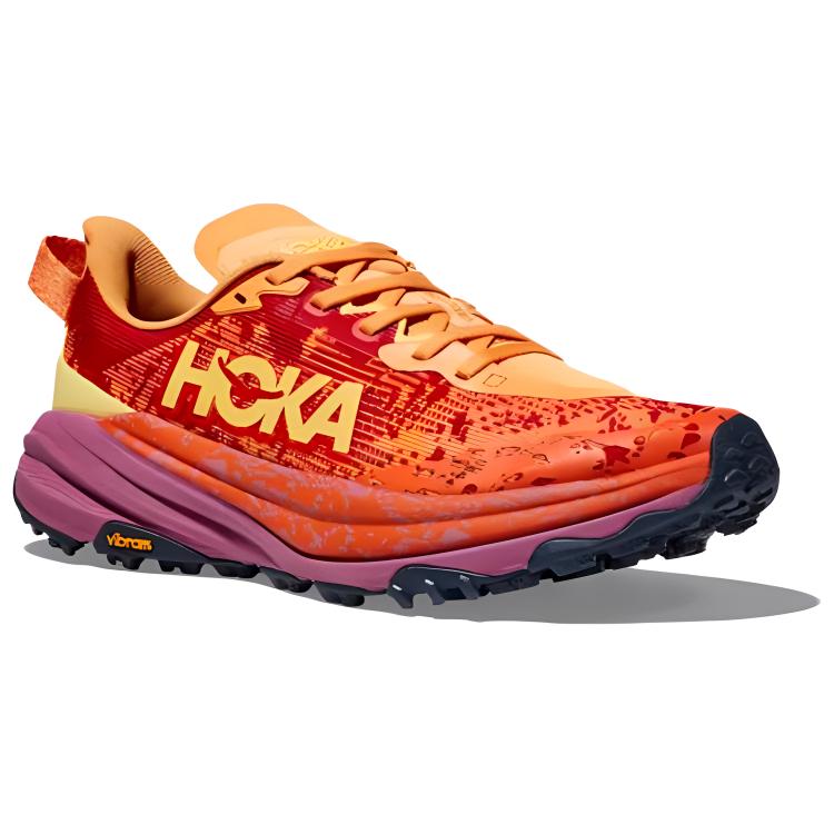 HOKA One One Удобные Мягкие Нескользящие Прочные Легкие Кроссовки для трейлраннинга с низким верхом Женские кроссовки Красно-оранжевые 1147832-SRBT