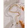 Yhpup Chic Stainless Steel Rose Flower Chain Necklace Bracelet Earrings Set Gold & Platinum PVD Waterproof Plated Daily Jewelry