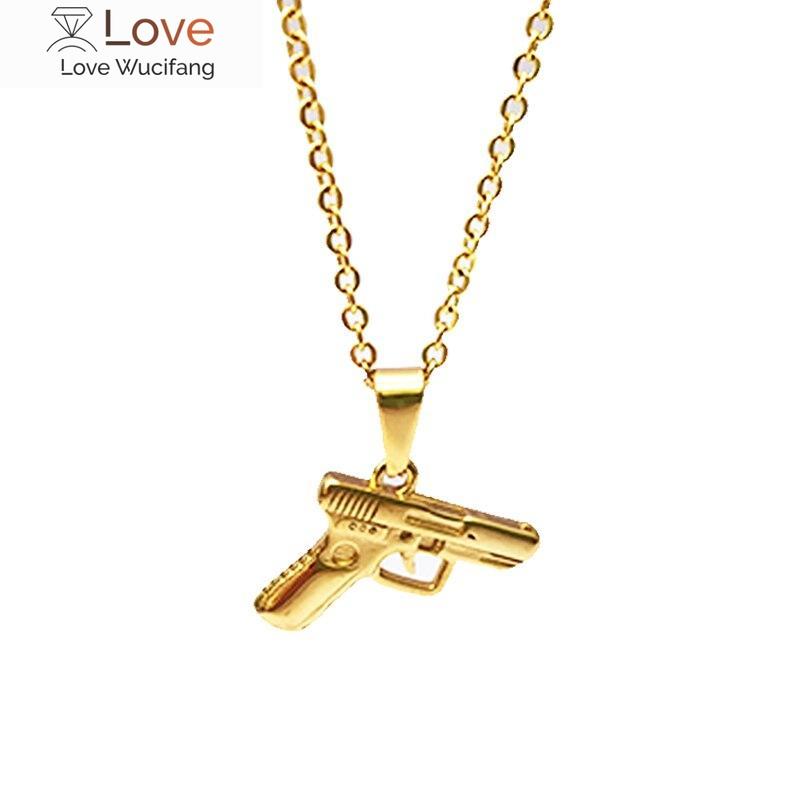Ожерелья с подвеской в виде пистолета-пулемета, модные мужские аксессуары в стиле хип-хоп, длинное ожерелье с подвеской в виде пистолета