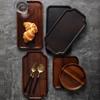 Simple Black Walnut Tea Tray Solid Wood Fruit Dessert Tray  Kitchen Supplies
