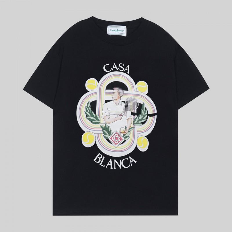 Casablanca Tropical Fruit Print Short Sleeve T-Shirt Teen Boys Casual Loose Fit Crewneck Tee