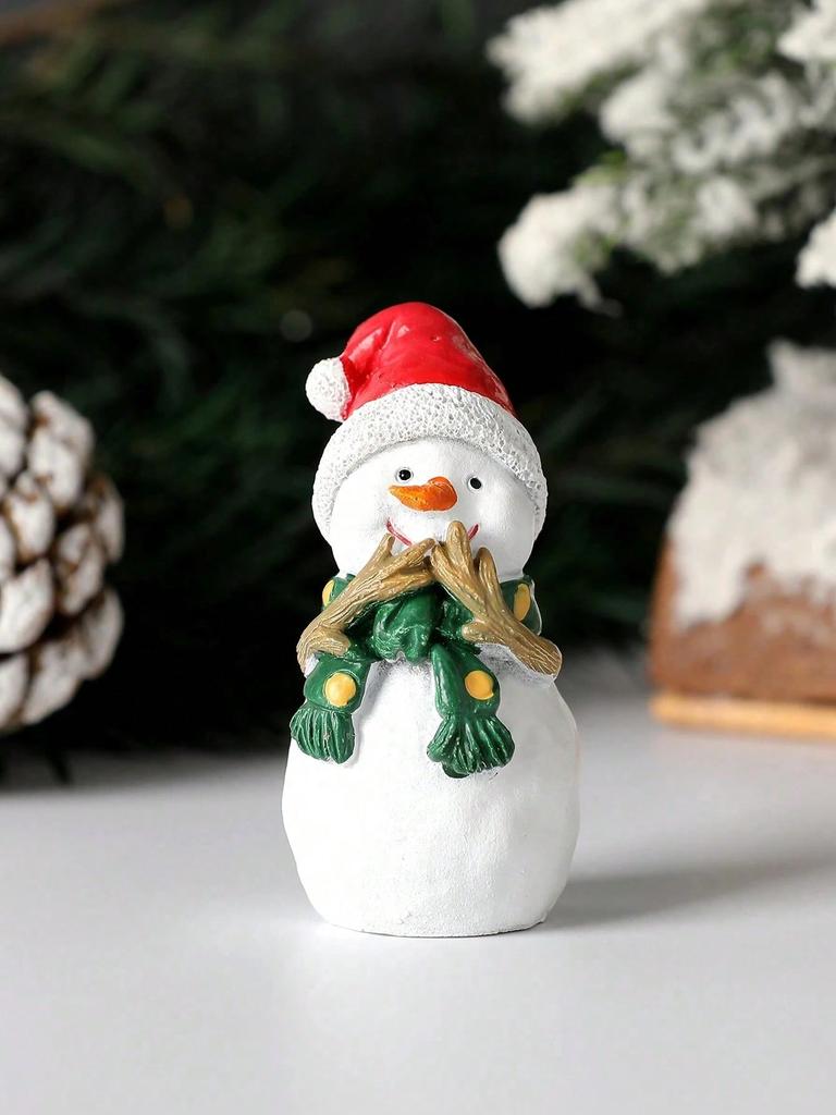 Mini Christmas Figurines Cute Snowman,Santa & Reindeer Design Desktop Ornaments Small Resin Decor for Xmas Tree, Home&Party Gift