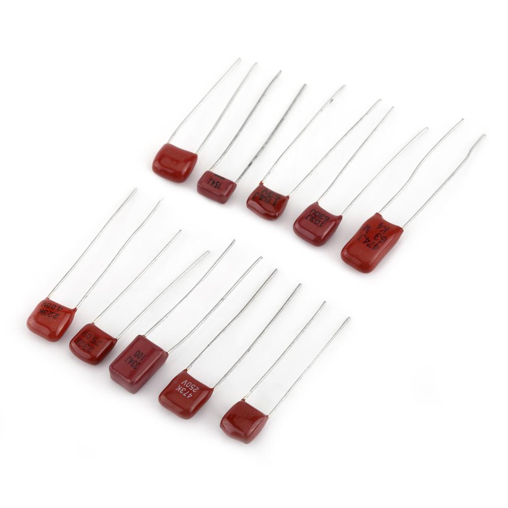 100pcs 10 Valued CBB Polypropylene Film Capacitors Assortment Kit 10nF   470nF