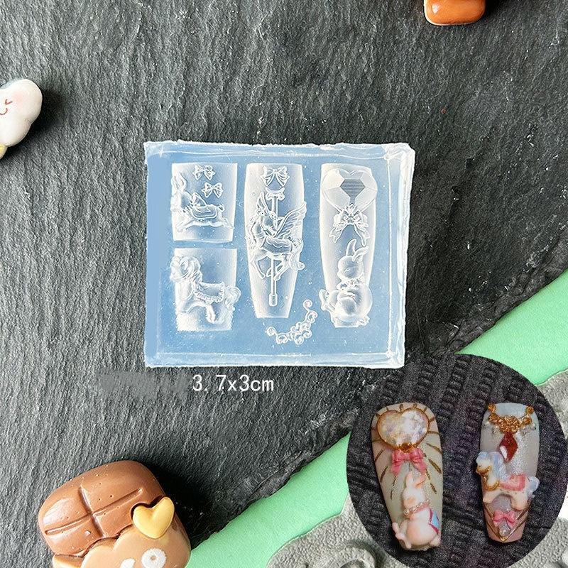 3D Силиконовая форма для ногтей в виде цветка, Милый бант, Роза, Шаблоны для ногтей, DIY украшения для нейл-арта, Пластины для стемпинга, Инструменты для дизайна маникюра