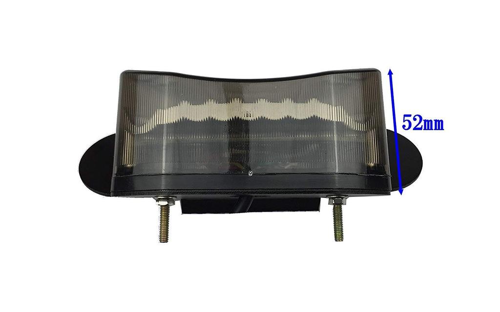 Karun Universal Motorcycle LED Tail Lamp with Turn Signal, Built-in Mini Moto License Plate Light with Stay (Smoke)