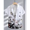 Tropical Coconut Tree Pattern Men's Short Sleeve Button Down Lapel Shirt For Summer Resort Holiday Hawaiian Style Oversized Tops