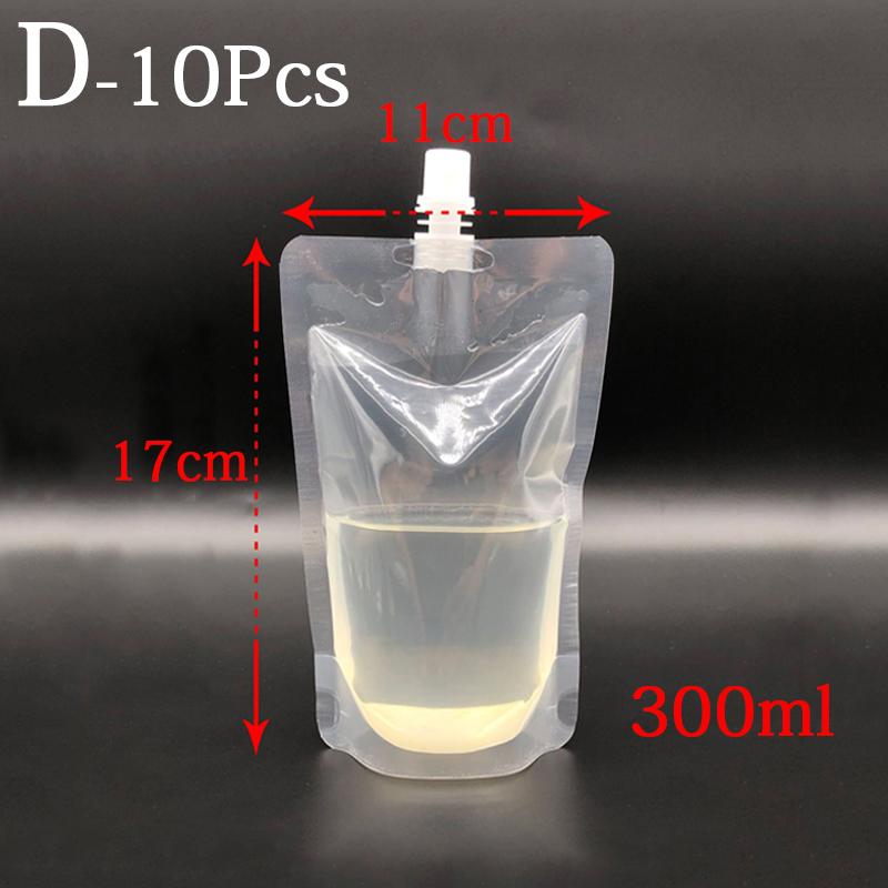 10pcs Transparent Nozzle Bag Spouted Drink Beverage Packaging Pouch For Camping Outdoor Spouted Liquid Packaging Storage JoomZL