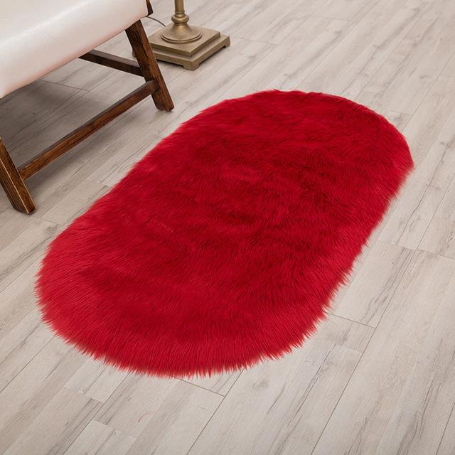 Овальные ковры из искусственной шерсти, мягкие плюшевые, пушистые коврики из искусственной овчины, пушистые коврики для спальни для девочек, прикроватные тумбочки, украшение для дома, белые меховые коврики