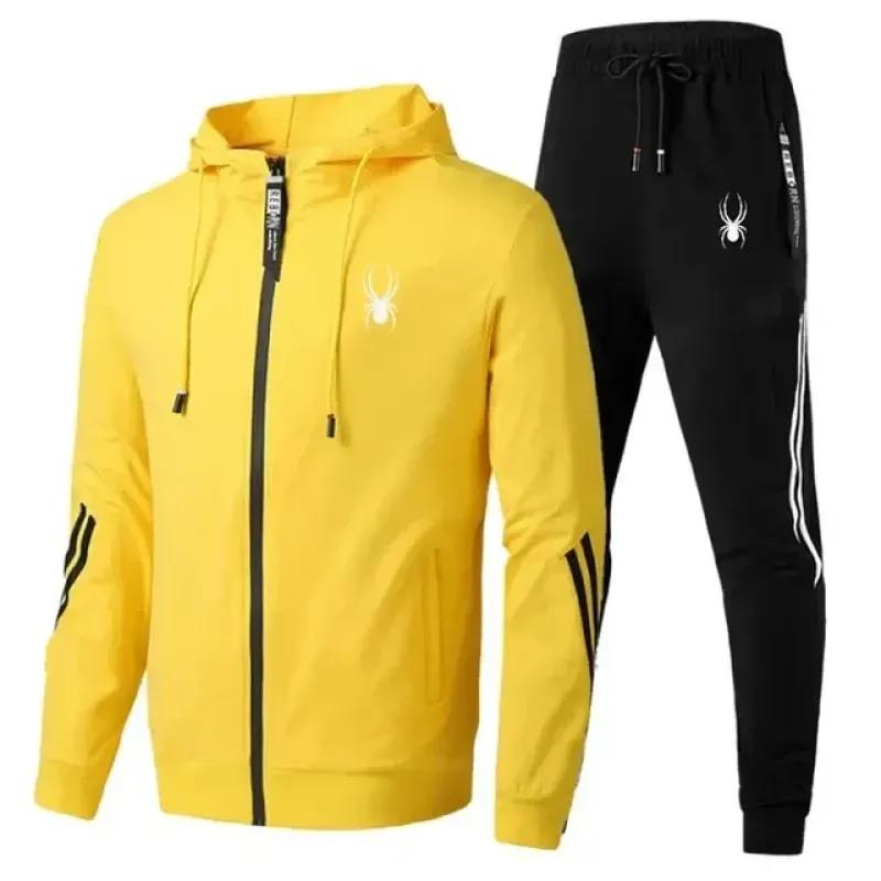 Men's Casual Running Sportswear Set, Zipper Jacket and Pants Two-piece, Fitness Jogging Wear, Spring and Autumn, 2024 New