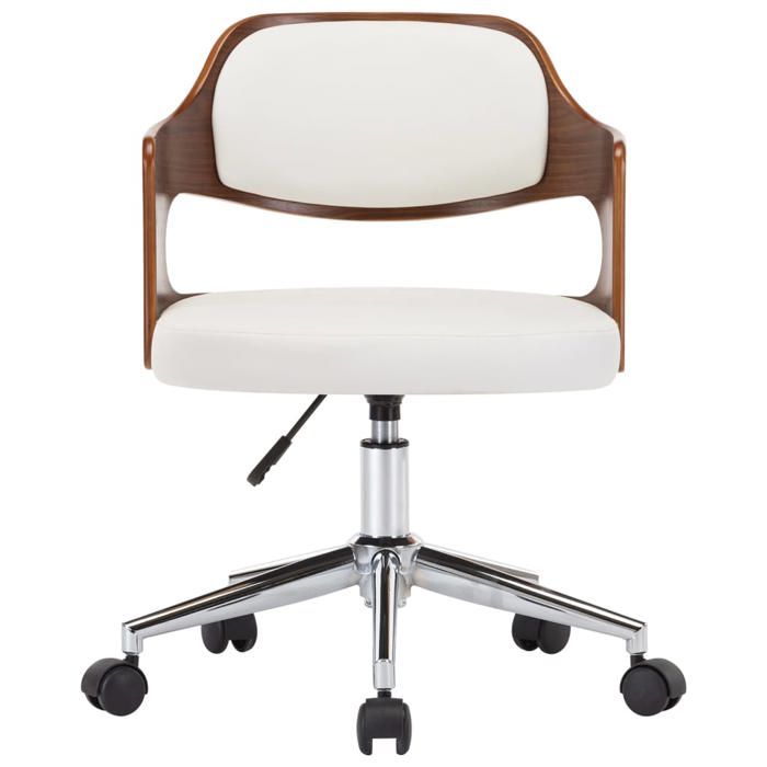 Maison Exclusive - Chaise pivotante de bureau Blanc Bois courbé et similicuir
